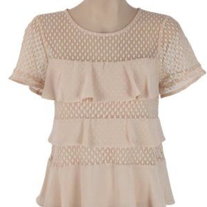 Witchery -  Blush Ruffle Short Sleeve Top
